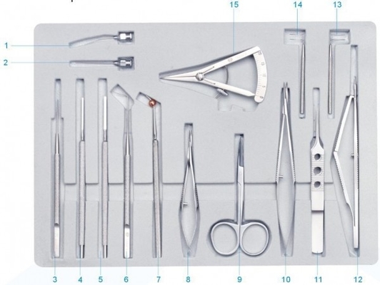SYX15 instrument voor Glaucoommicrosurgery (Code No.59005 die) wordt geplaatst